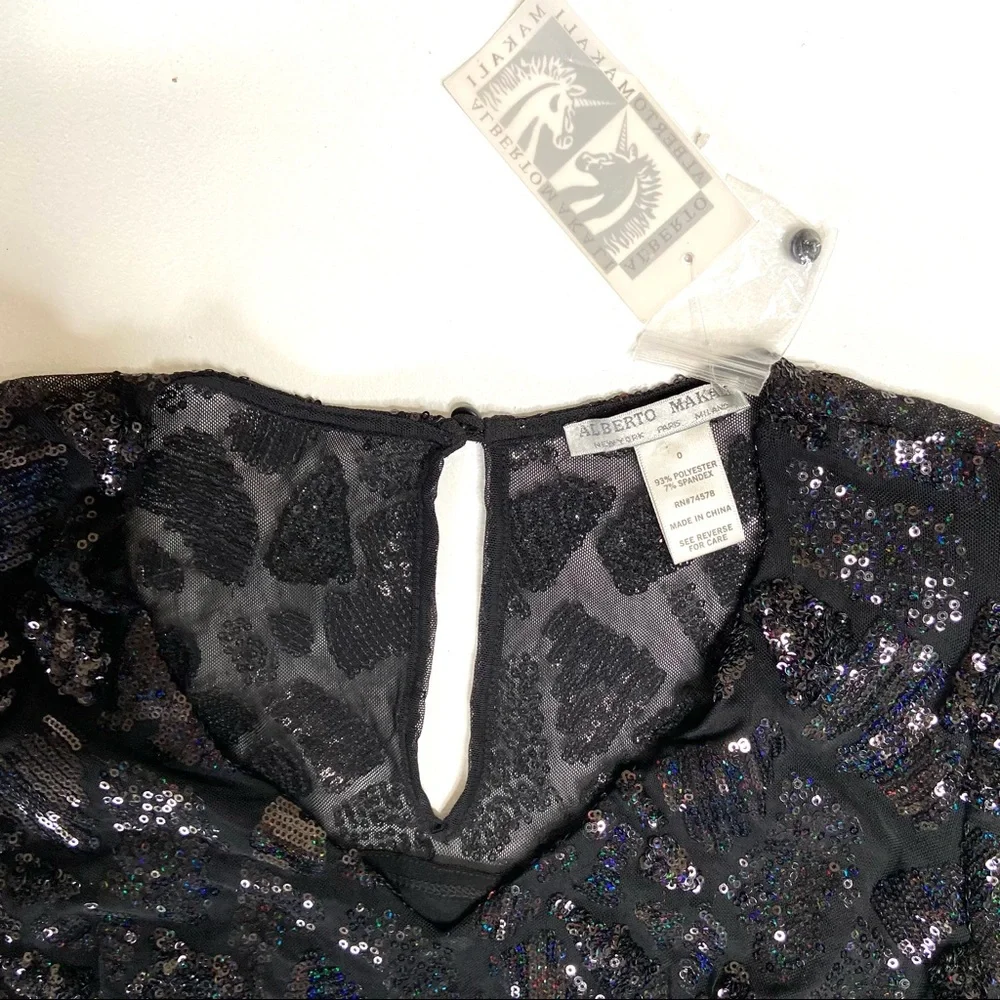 ALBERTO MAKALI Black and Iridescent Sequined Cocktail Dress - Picture 16 of 16